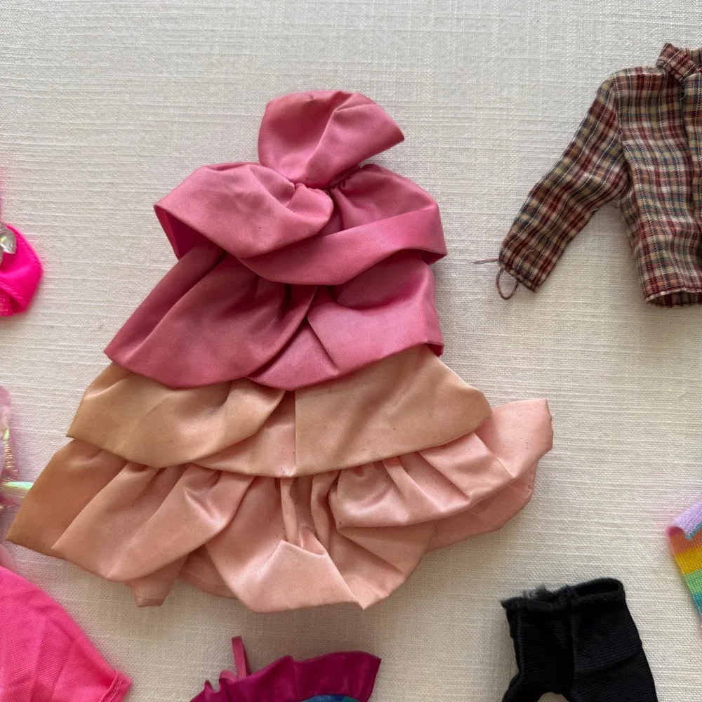 Vintage Mixed HOMEMADE BARBIE Clothes Lot Gowns Skirts Tops Accessories 15pc+